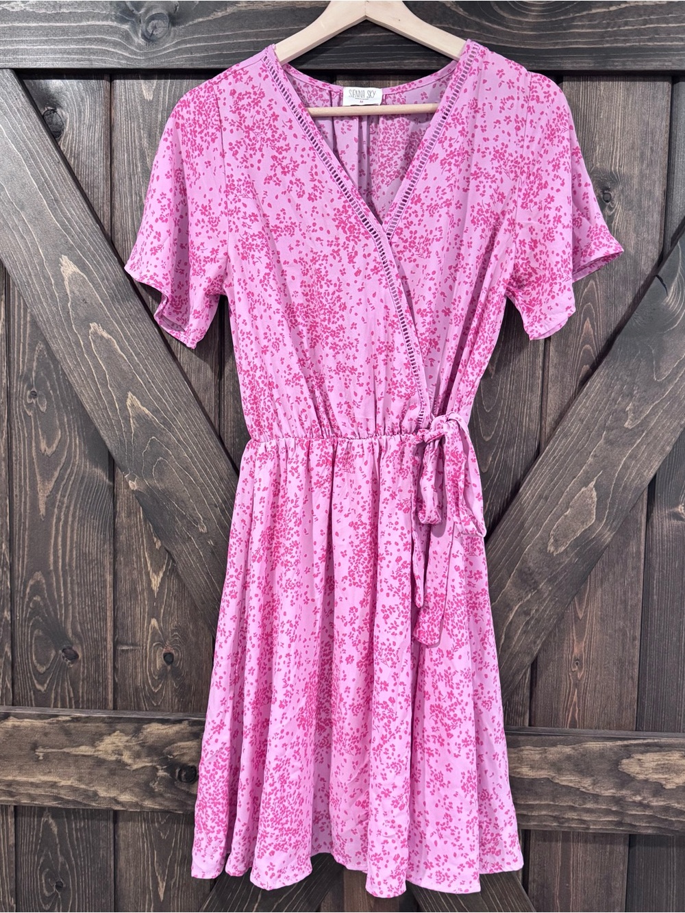 Sienna Sky Pink ditzy Floral Wrap Dress